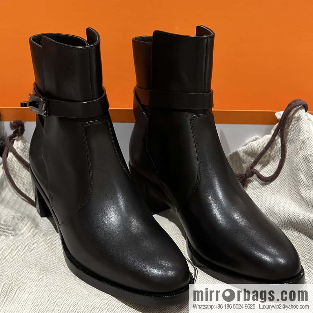 Hermès new autumn and winter kelly buckle high-heeled boots