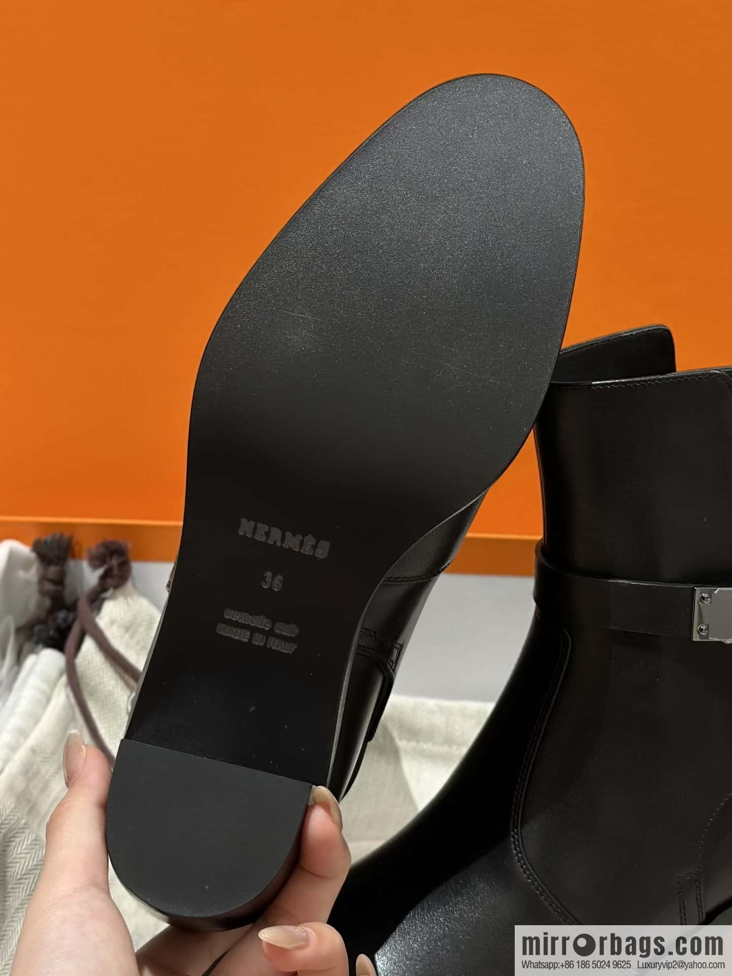 Hermès new autumn and winter kelly buckle high-heeled boots