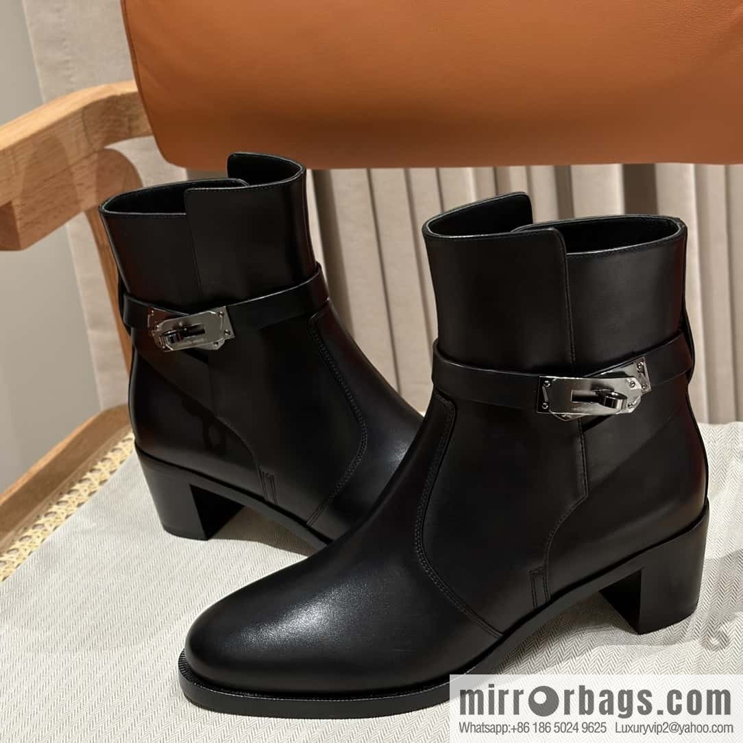 Hermès new autumn and winter kelly buckle high-heeled boots