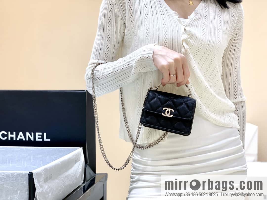 CHANEL 2022cc spring/summer collection, enamel handle small satchel AP2758 black
