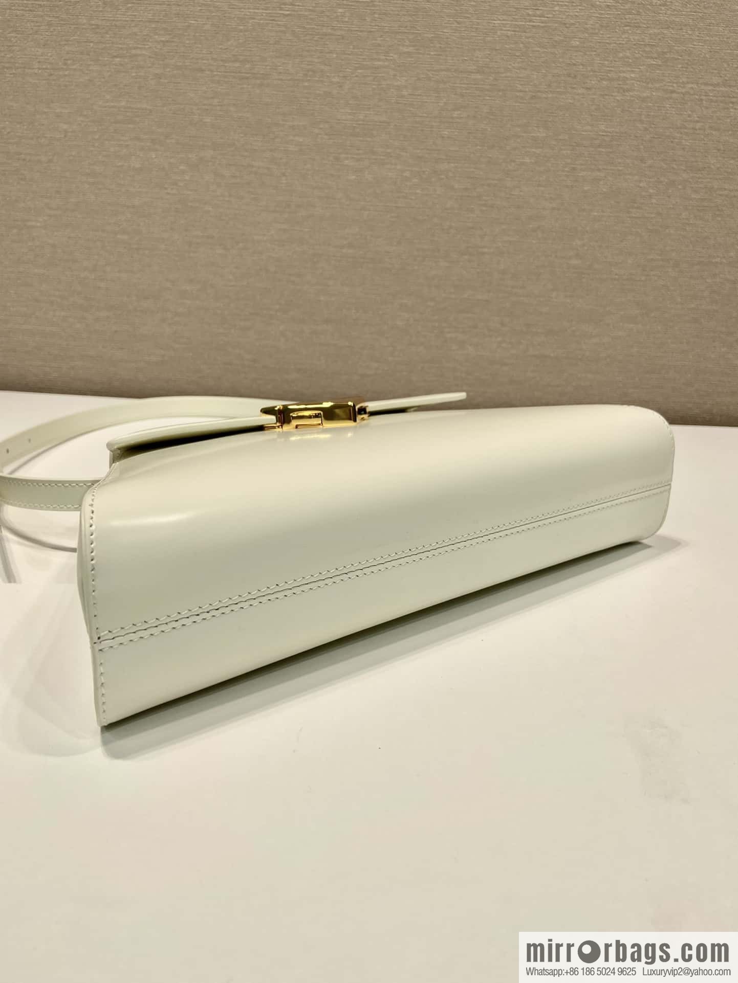 PRADA imported glossy calfskin shoulder bag 1BD343 white