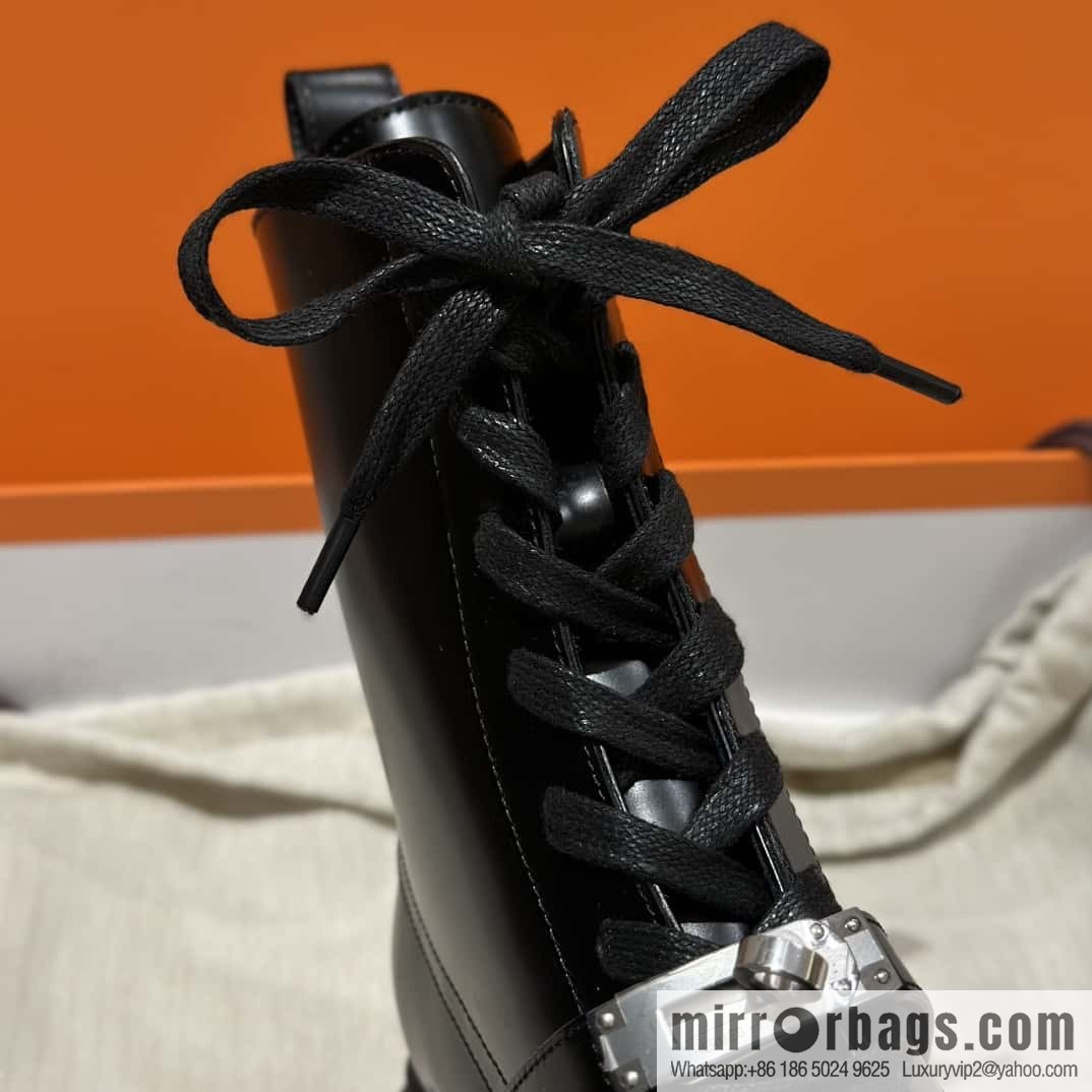 Hermès glossy calfskin Funk and ankle boots