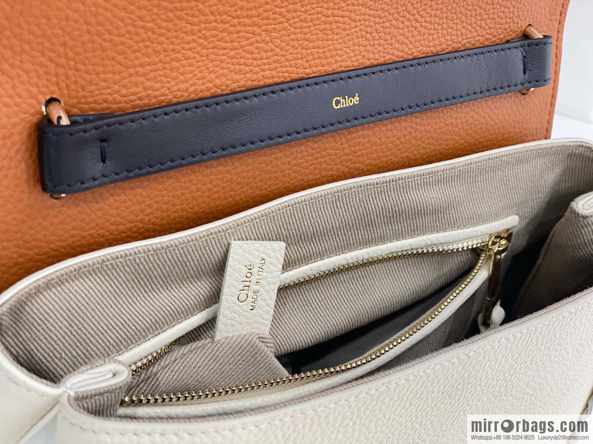 Chloe Penelope Gold Coin Bag, Large Dropped Leather, White 35cm