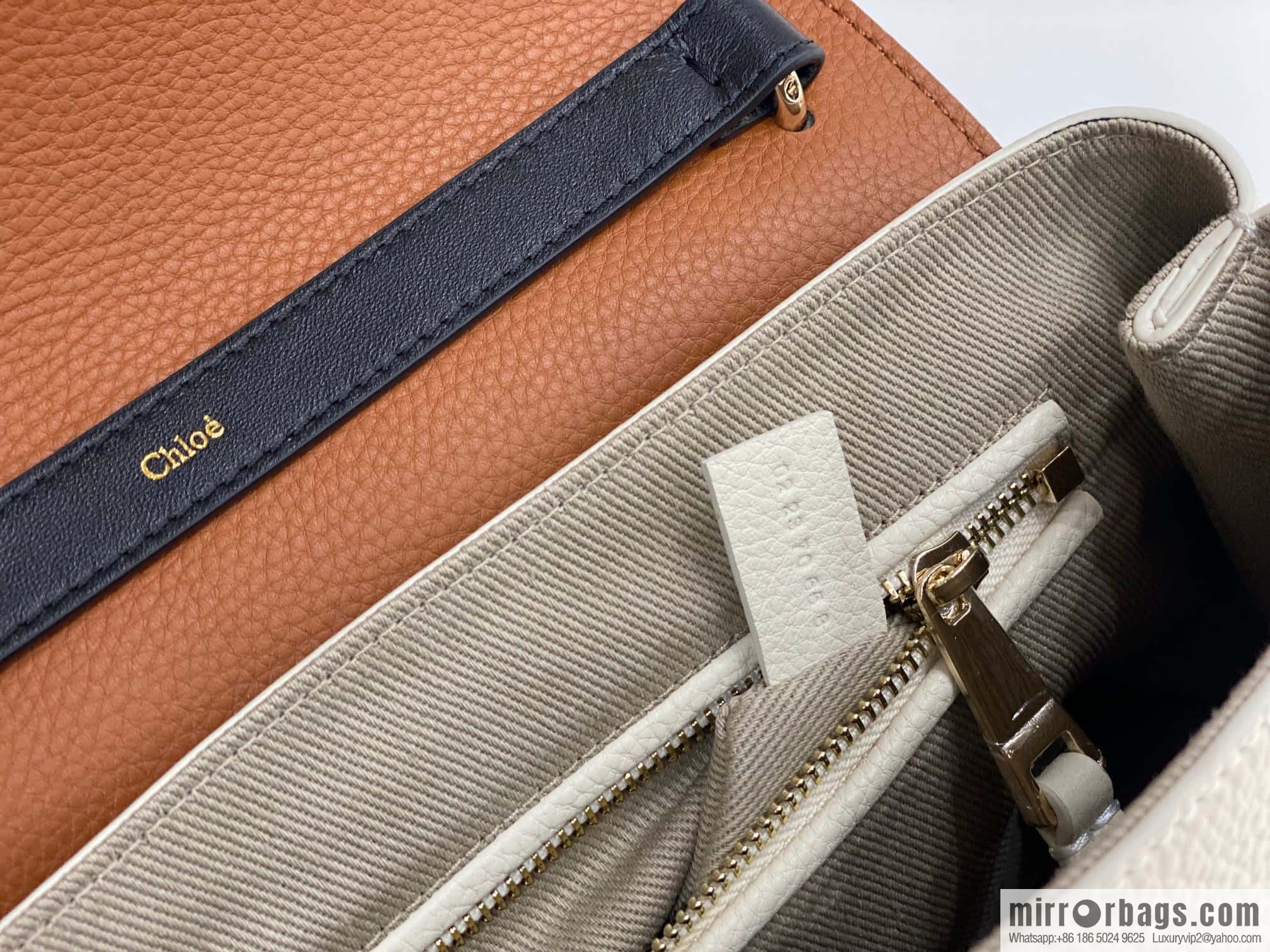 Chloe Penelope Gold Coin Bag, Large Dropped Leather, White 35cm