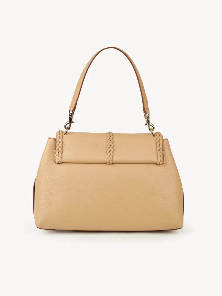 Chloe Penelope Gold Coin Bag, Large Dropped Leather, Apricot 35cm