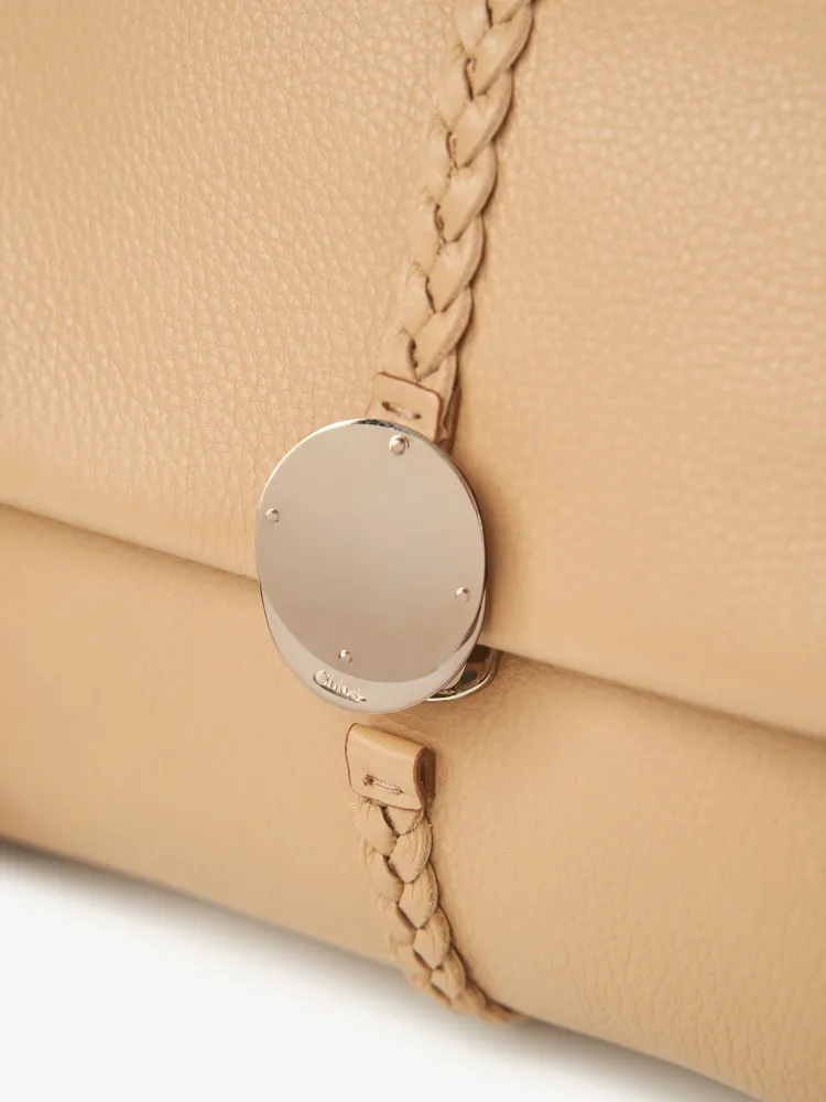 Chloe Penelope Gold Coin Bag, Large Dropped Leather, Apricot 35cm