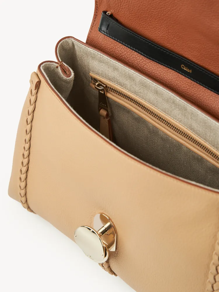 Chloe Penelope Gold Coin Bag, Large Dropped Leather, Apricot 35cm