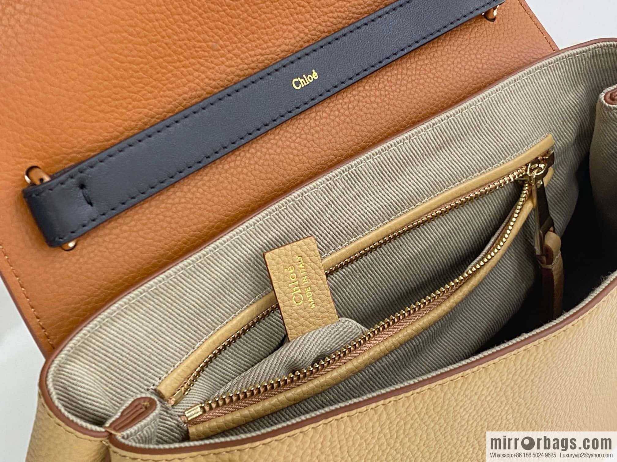 Chloe Penelope Gold Coin Bag, Large Dropped Leather, Apricot 35cm