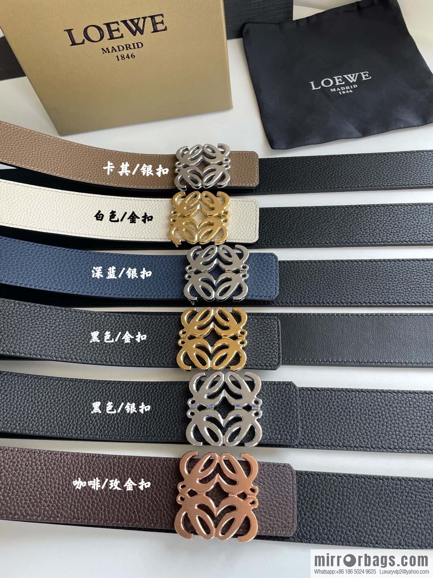 LOEVE Luo Yiwei stainless steel logo pattern metal buckle with the first layer of cowhide double-sided belt 40mm