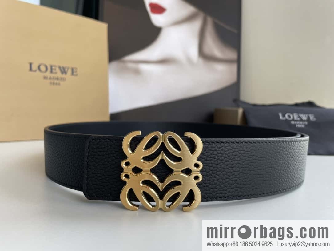 LOEVE Luo Yiwei stainless steel logo pattern metal buckle with the first layer of cowhide double-sided belt 40mm