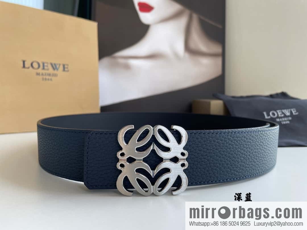 LOEVE Luo Yiwei stainless steel logo pattern metal buckle with the first layer of cowhide double-sided belt 40mm