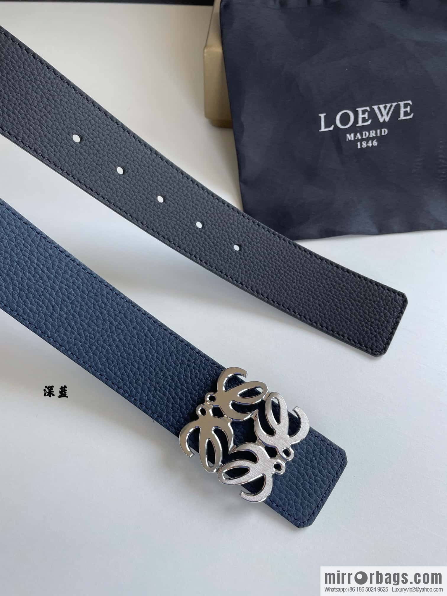 LOEVE Luo Yiwei stainless steel logo pattern metal buckle with the first layer of cowhide double-sided belt 40mm