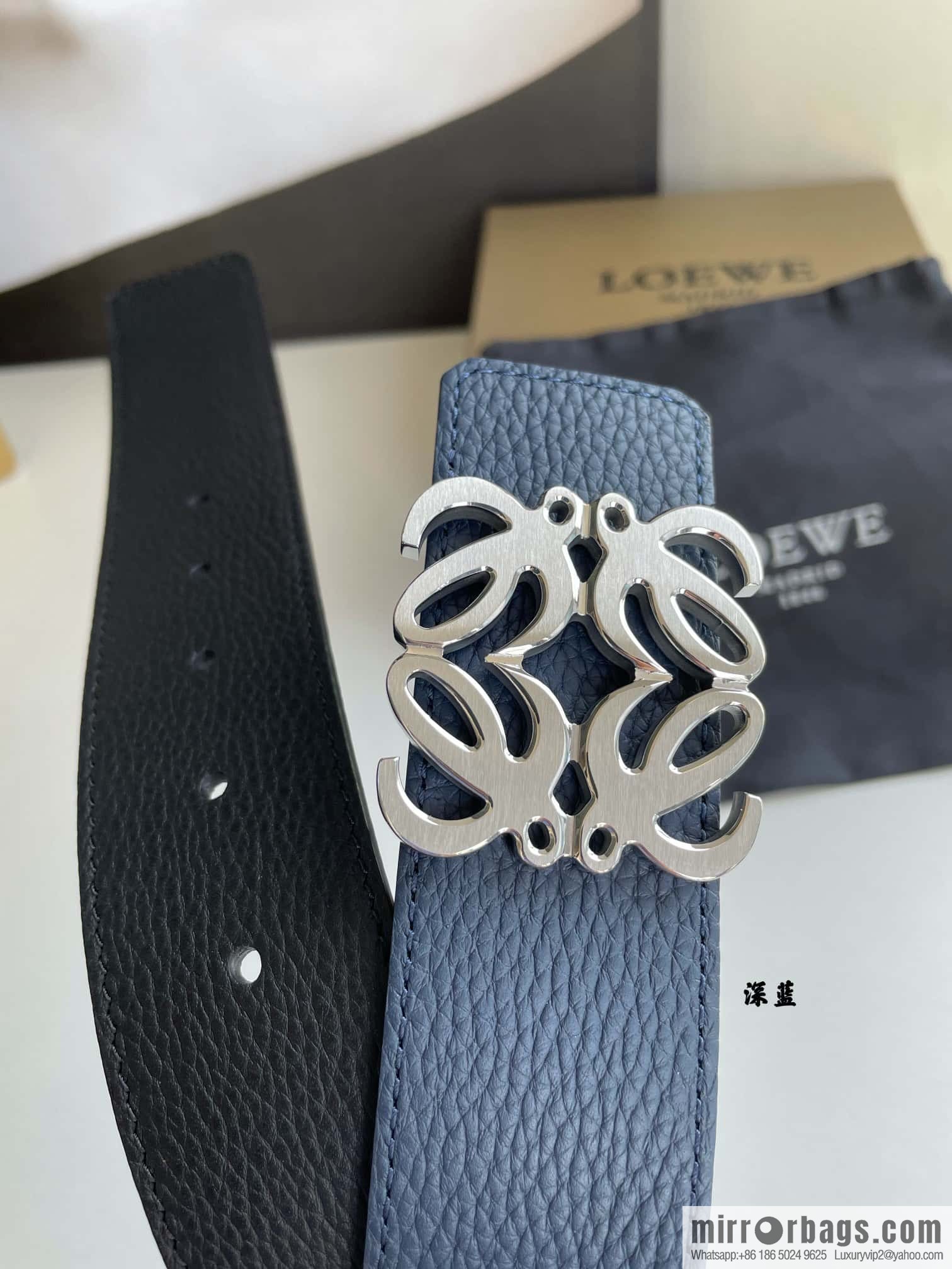 LOEVE Luo Yiwei stainless steel logo pattern metal buckle with the first layer of cowhide double-sided belt 40mm