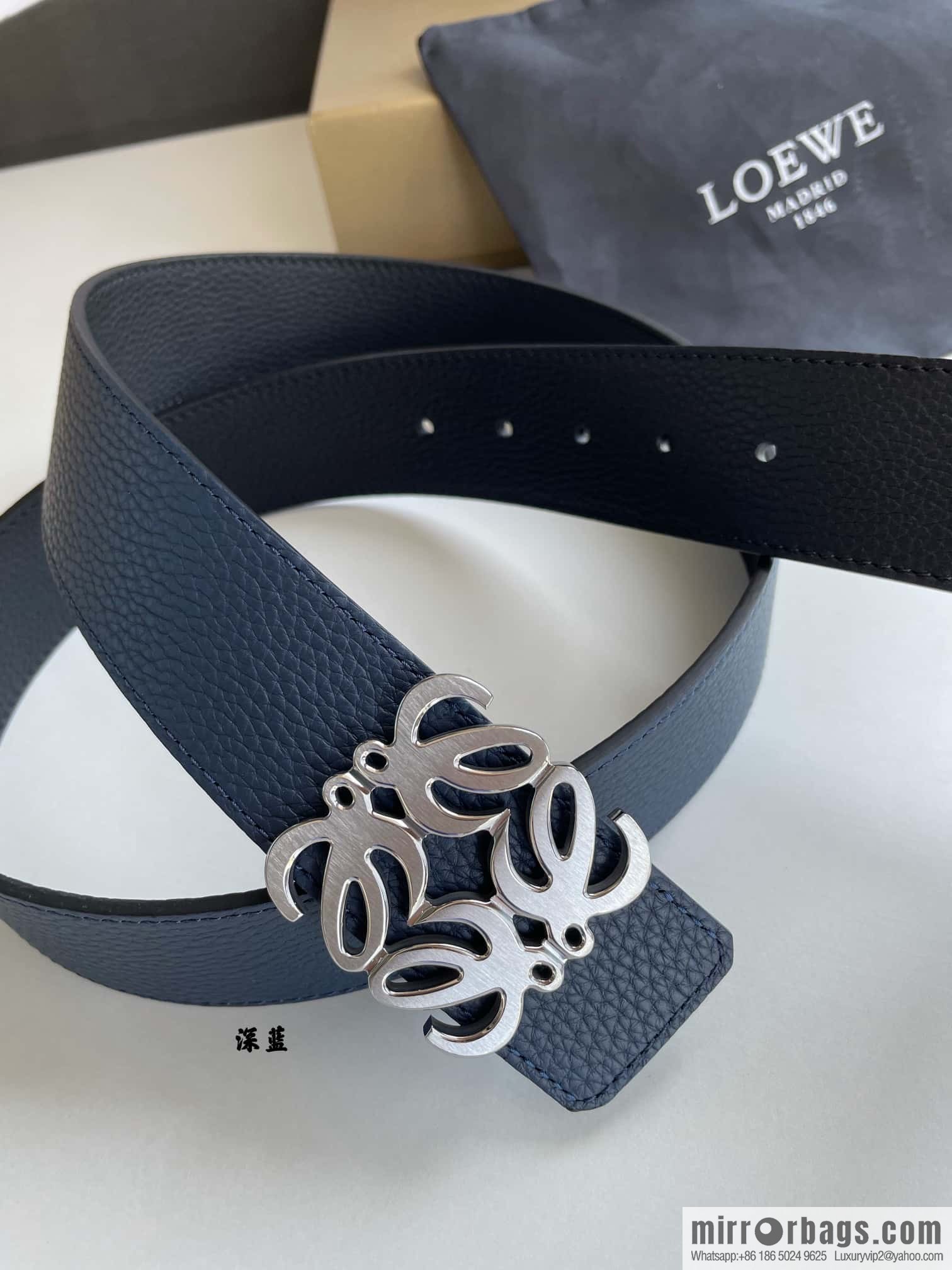 LOEVE Luo Yiwei stainless steel logo pattern metal buckle with the first layer of cowhide double-sided belt 40mm