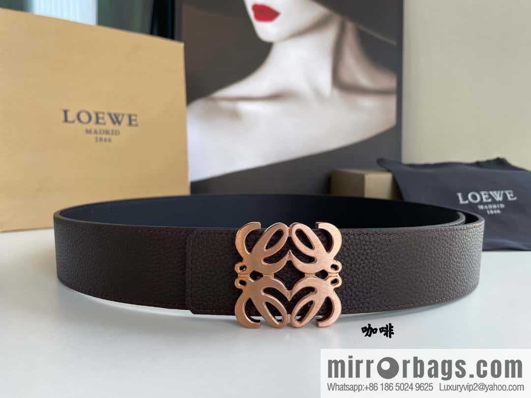 LOEVE Luo Yiwei stainless steel logo pattern metal buckle with the first layer of cowhide double-sided belt 40mm