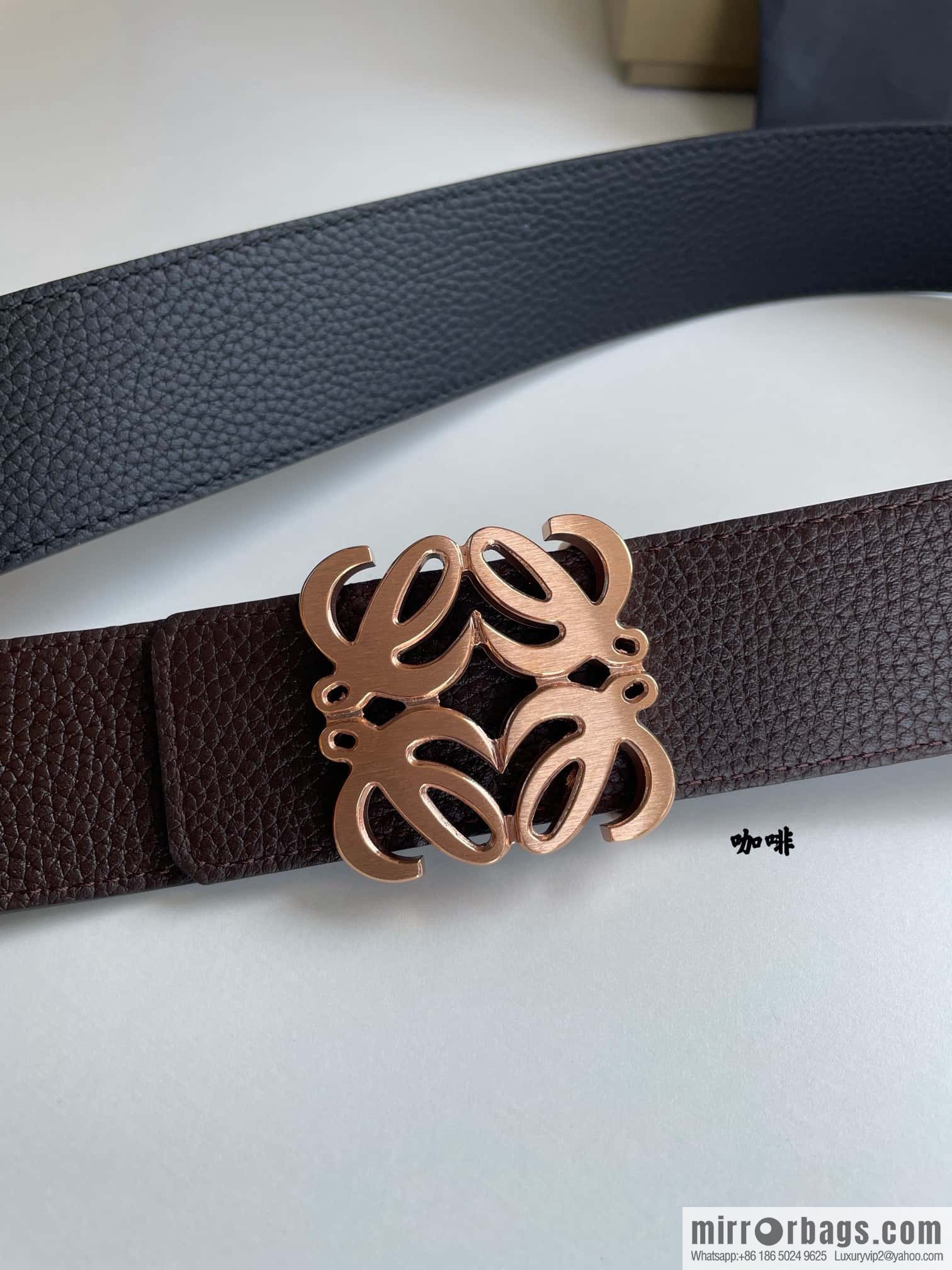 LOEVE Luo Yiwei stainless steel logo pattern metal buckle with the first layer of cowhide double-sided belt 40mm