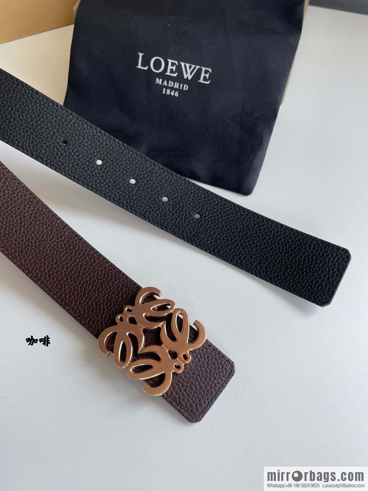 LOEVE Luo Yiwei stainless steel logo pattern metal buckle with the first layer of cowhide double-sided belt 40mm