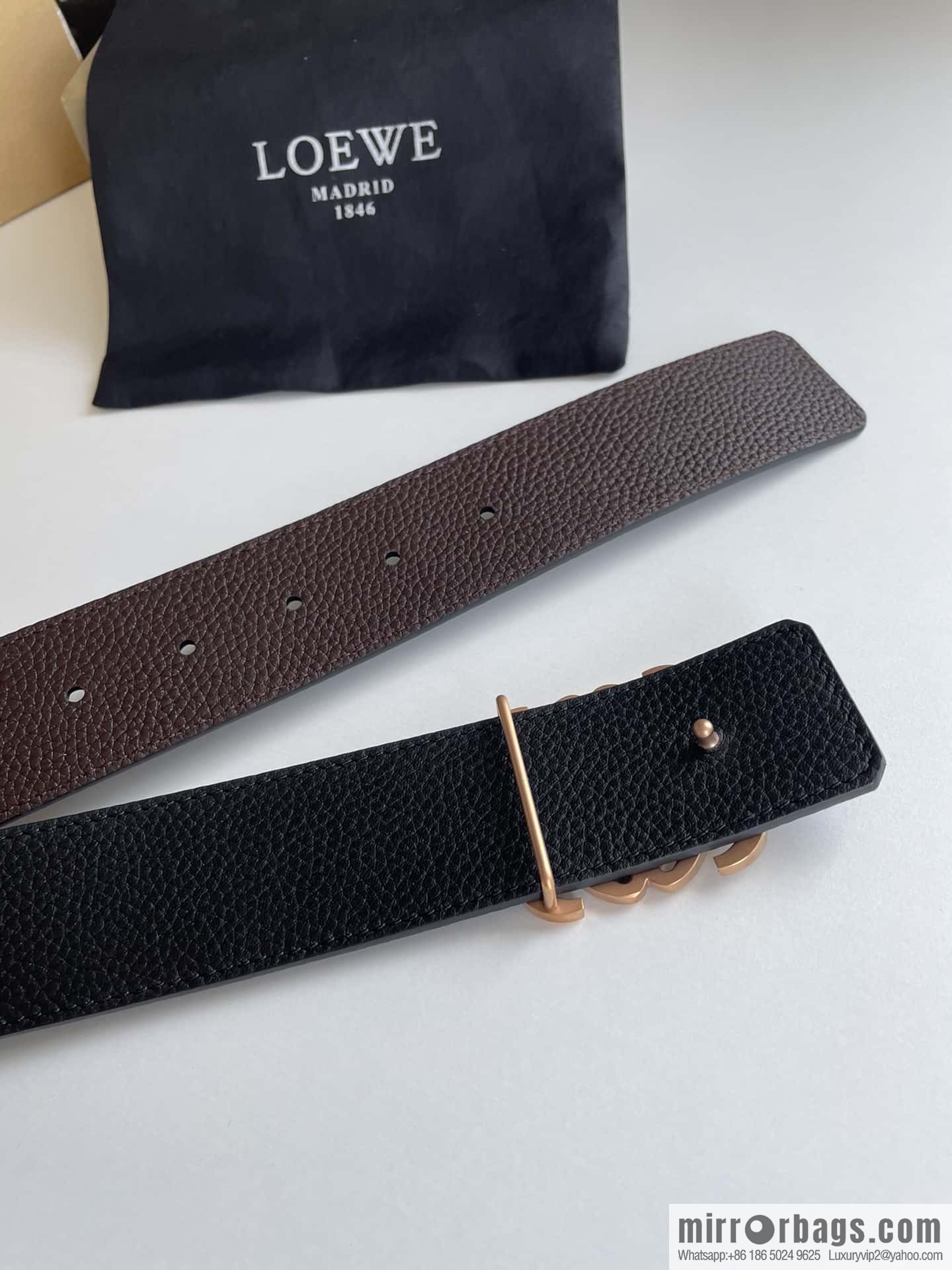 LOEVE Luo Yiwei stainless steel logo pattern metal buckle with the first layer of cowhide double-sided belt 40mm