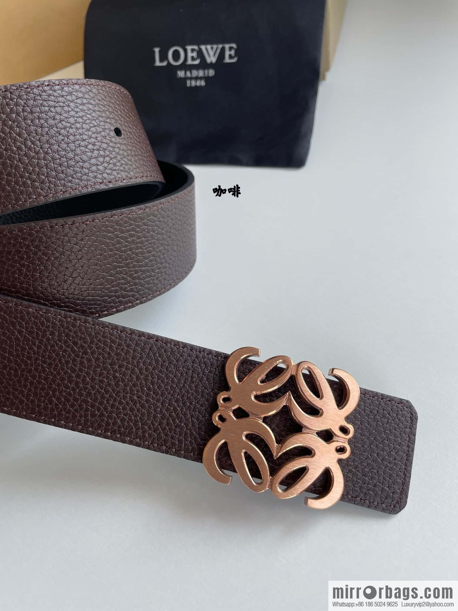 LOEVE Luo Yiwei stainless steel logo pattern metal buckle with the first layer of cowhide double-sided belt 40mm