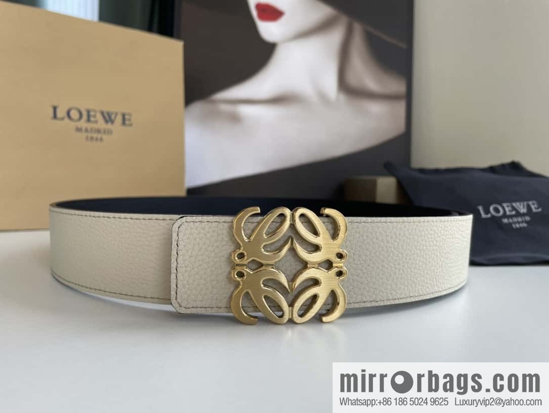 LOEVE Luo Yiwei stainless steel logo pattern metal buckle with the first layer of cowhide double-sided belt 40mm
