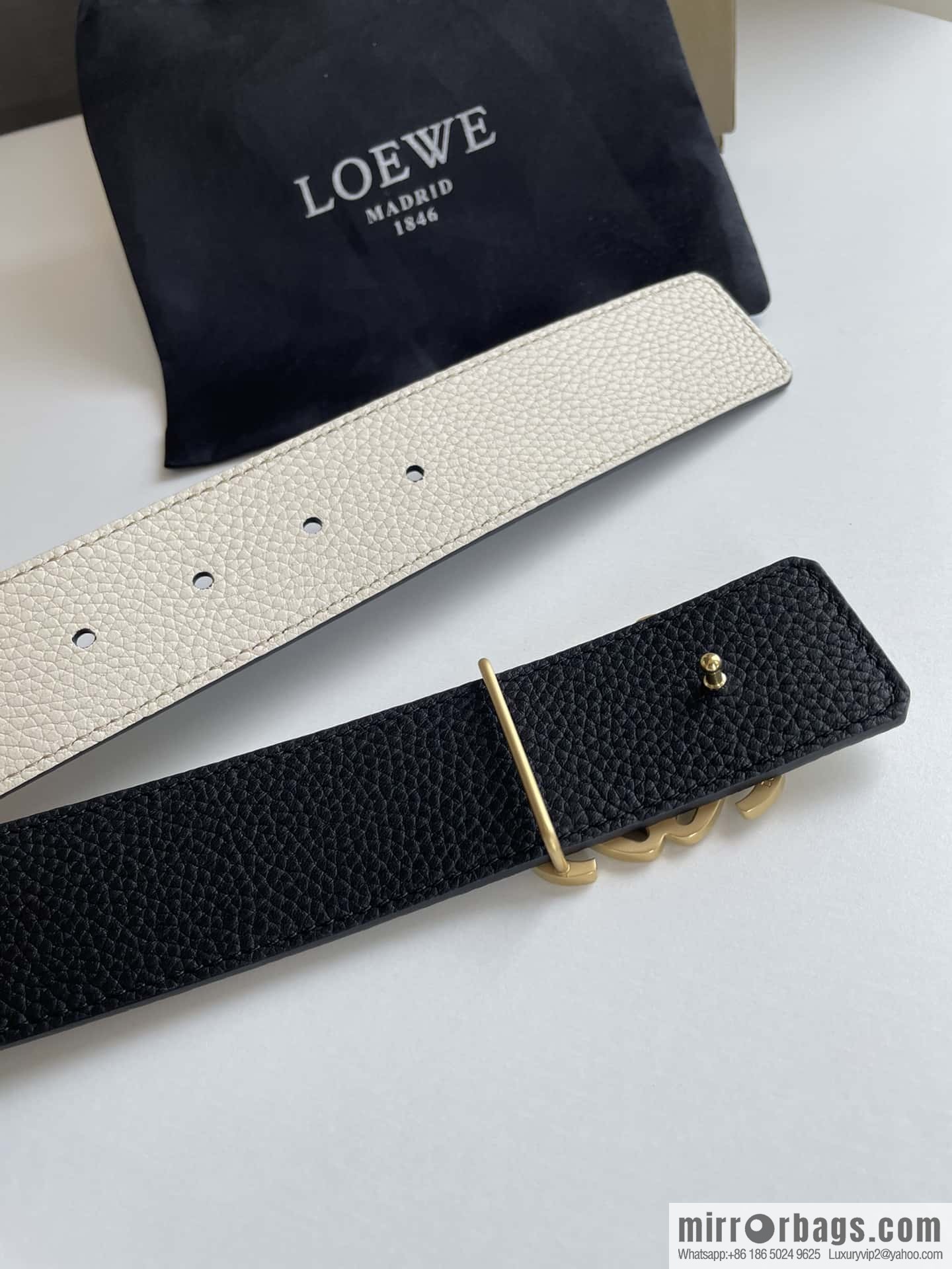 LOEVE Luo Yiwei stainless steel logo pattern metal buckle with the first layer of cowhide double-sided belt 40mm
