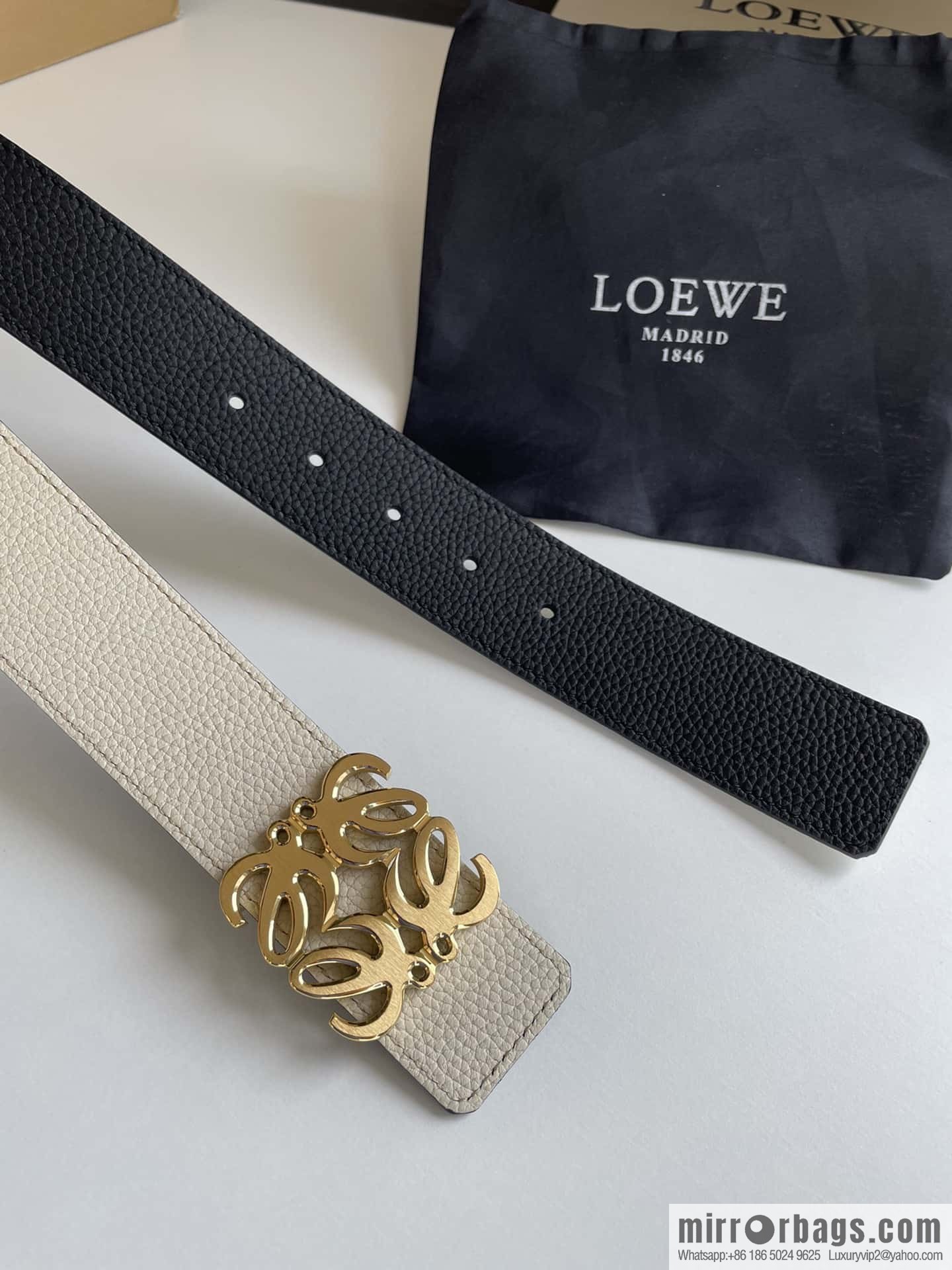 LOEVE Luo Yiwei stainless steel logo pattern metal buckle with the first layer of cowhide double-sided belt 40mm