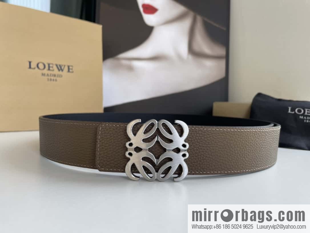 LOEVE Luo Yiwei stainless steel logo pattern metal buckle with the first layer of cowhide double-sided belt 40mm