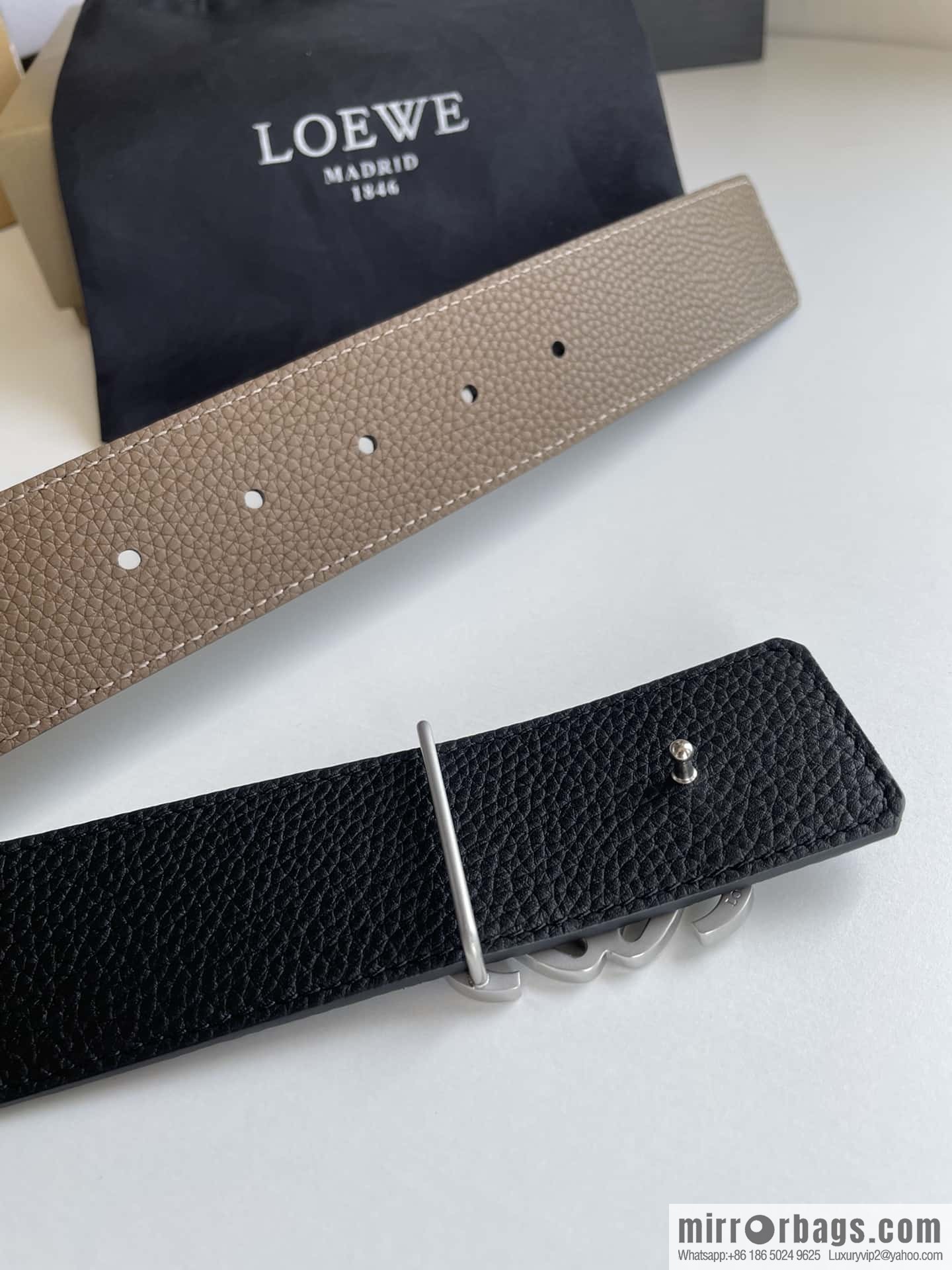 LOEVE Luo Yiwei stainless steel logo pattern metal buckle with the first layer of cowhide double-sided belt 40mm