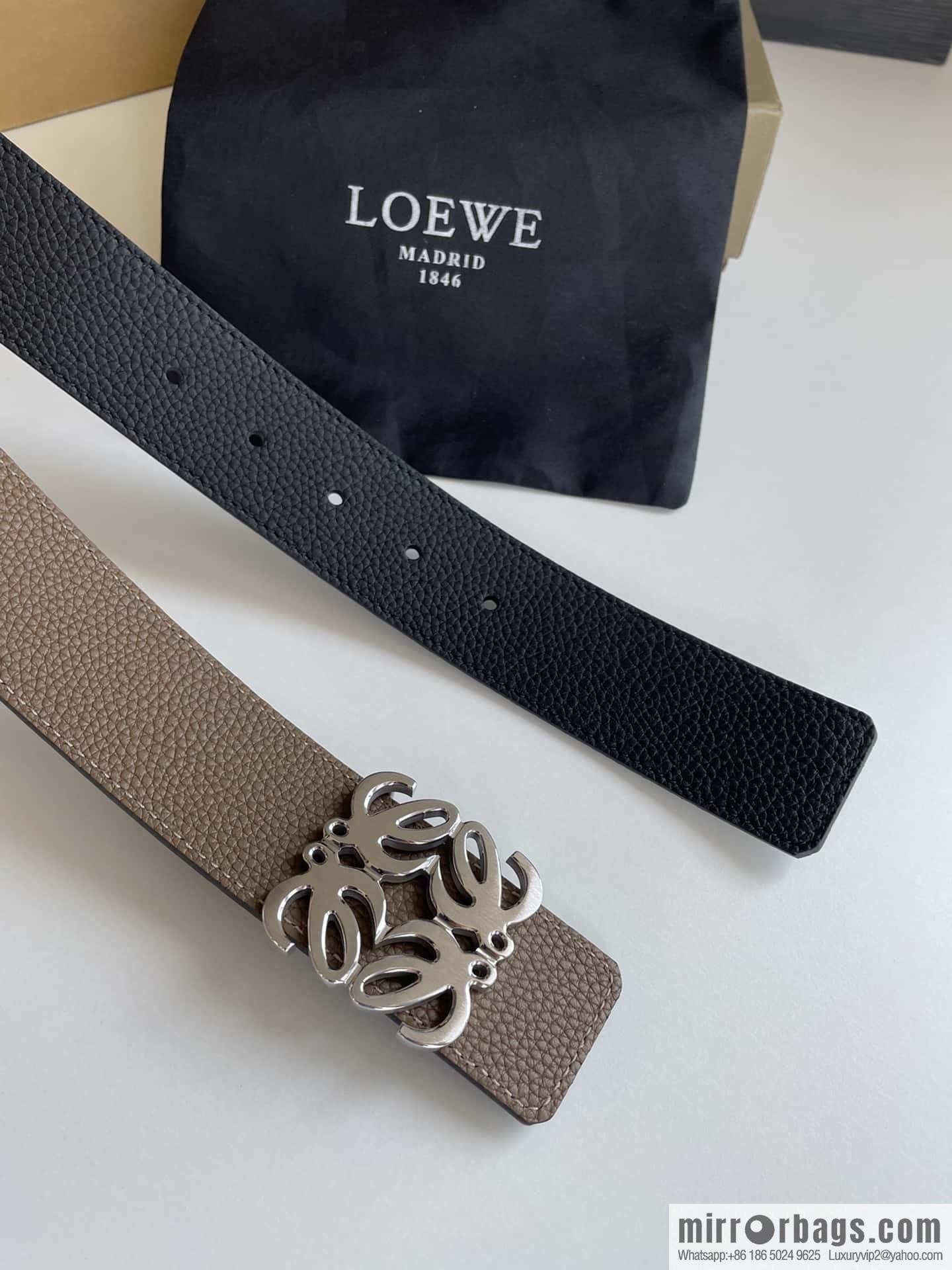 LOEVE Luo Yiwei stainless steel logo pattern metal buckle with the first layer of cowhide double-sided belt 40mm