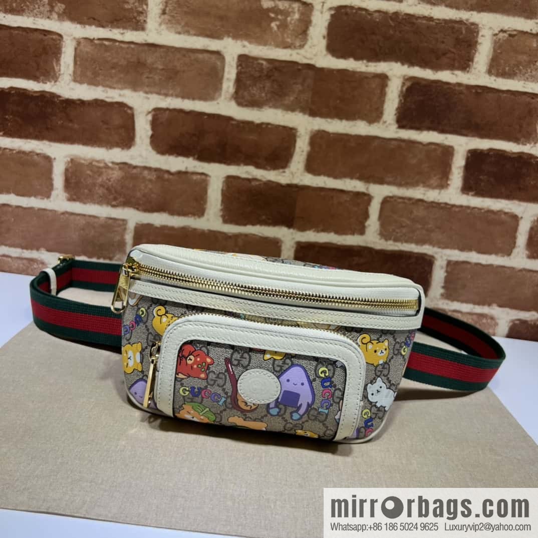 GUCCI Gucci double G fanny pack 682933 brown pvc/animal printed