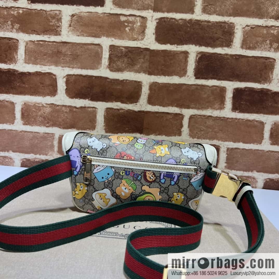GUCCI Gucci double G fanny pack 682933 brown pvc/animal printed