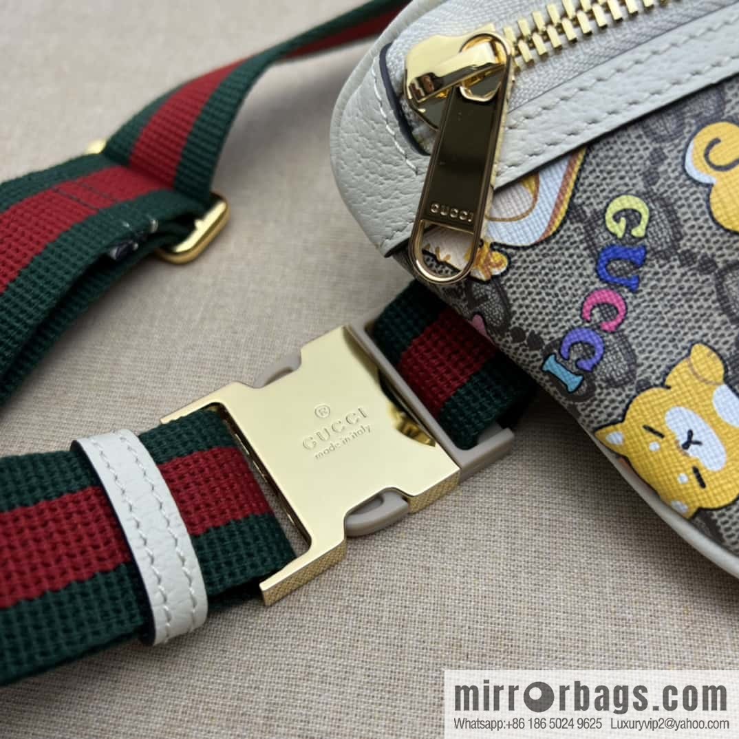 GUCCI Gucci double G fanny pack 682933 brown pvc/animal printed