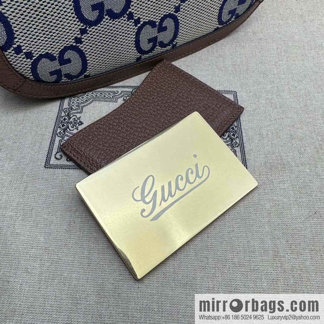 Gucci Bamboo 1947 series super double G bamboo small tote bag 675797 big G blue cloth