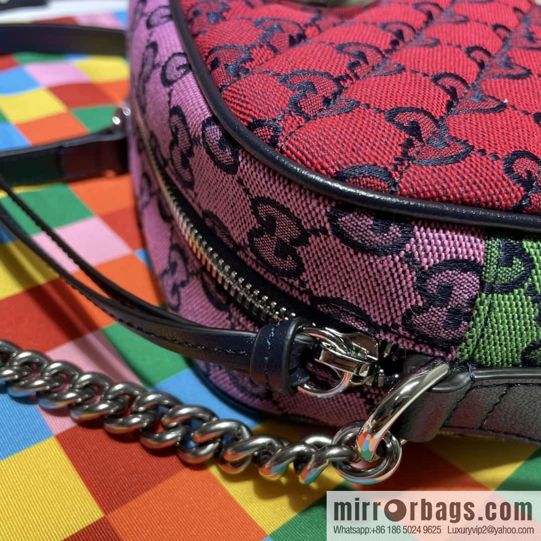 GUCCI GG Marmont series shoulder backpack 447632 red patchwork