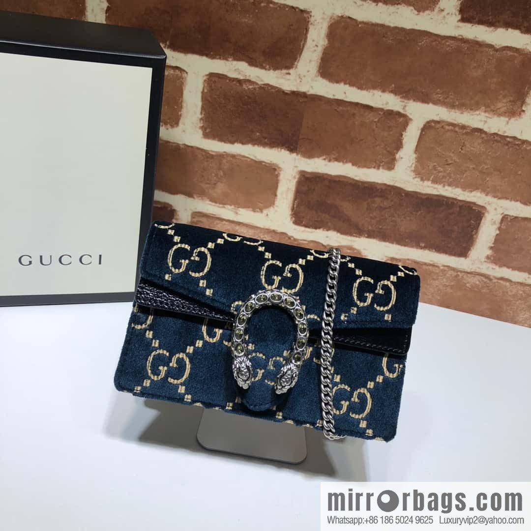 GUCCI Dionysus series GG super mini handbag 476432 blue velvet G