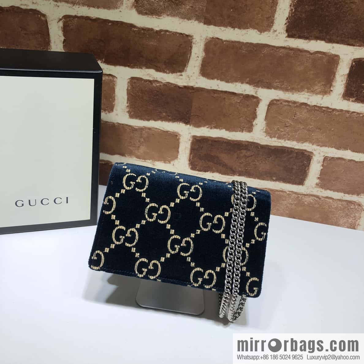 GUCCI Dionysus series GG super mini handbag 476432 blue velvet G
