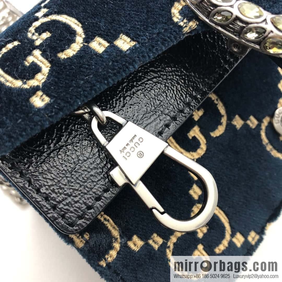 GUCCI Dionysus series GG super mini handbag 476432 blue velvet G