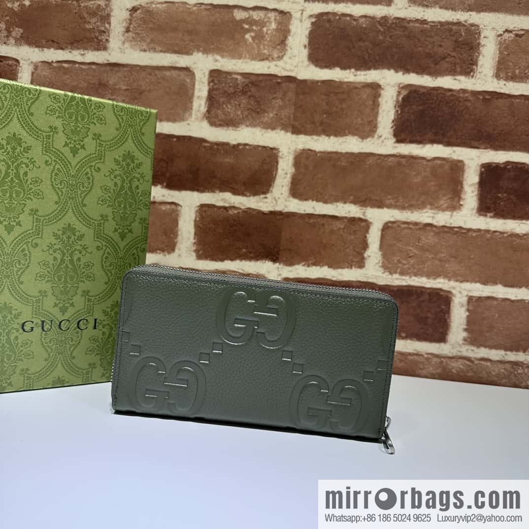 GUCCI super double G full zipper wallet 739484 large G green press