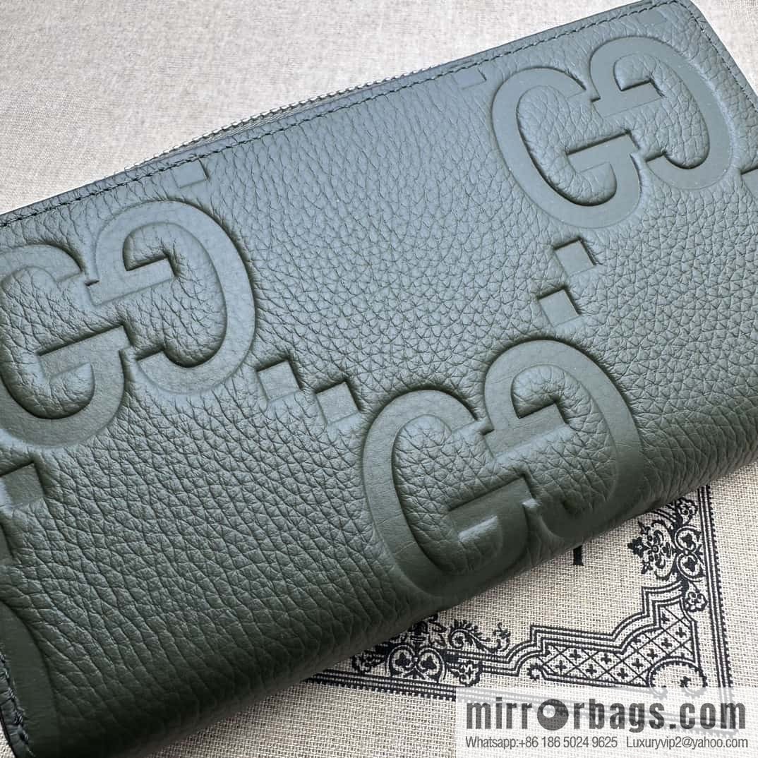 GUCCI super double G full zipper wallet 739484 large G green press