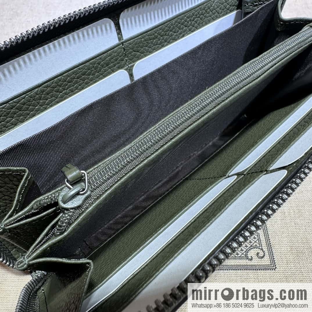 GUCCI super double G full zipper wallet 739484 large G green press