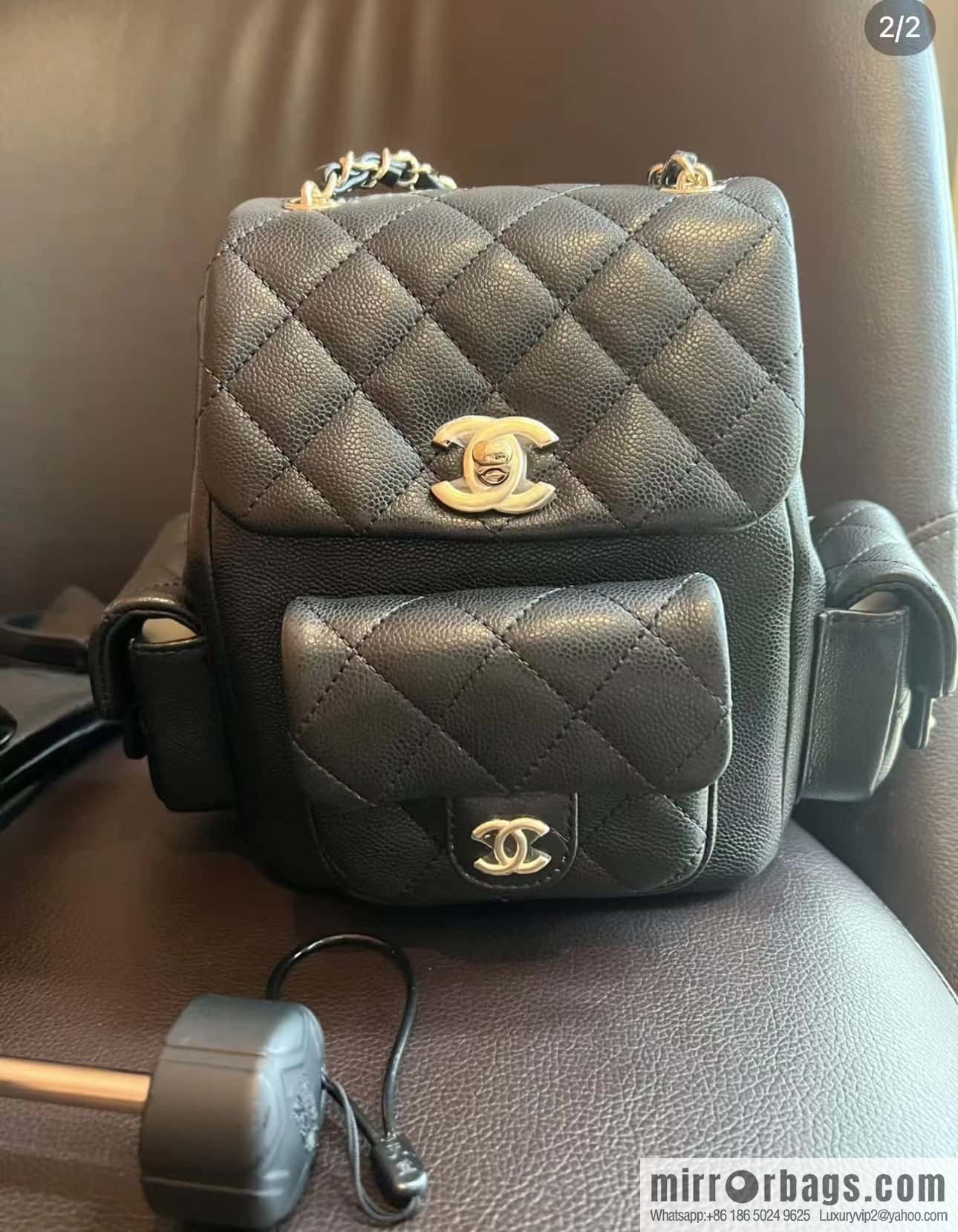 CHANEL 23K autumn and winter series duma tank double backpack AS4399 black