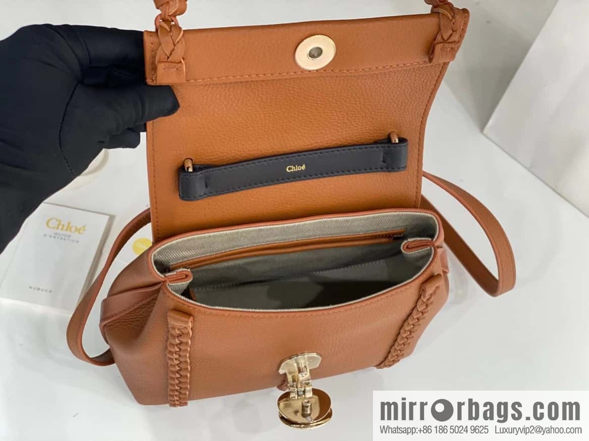 Chloe Penelope Gold Coin Bag, Medium Dropped Leather, Brown 25CM