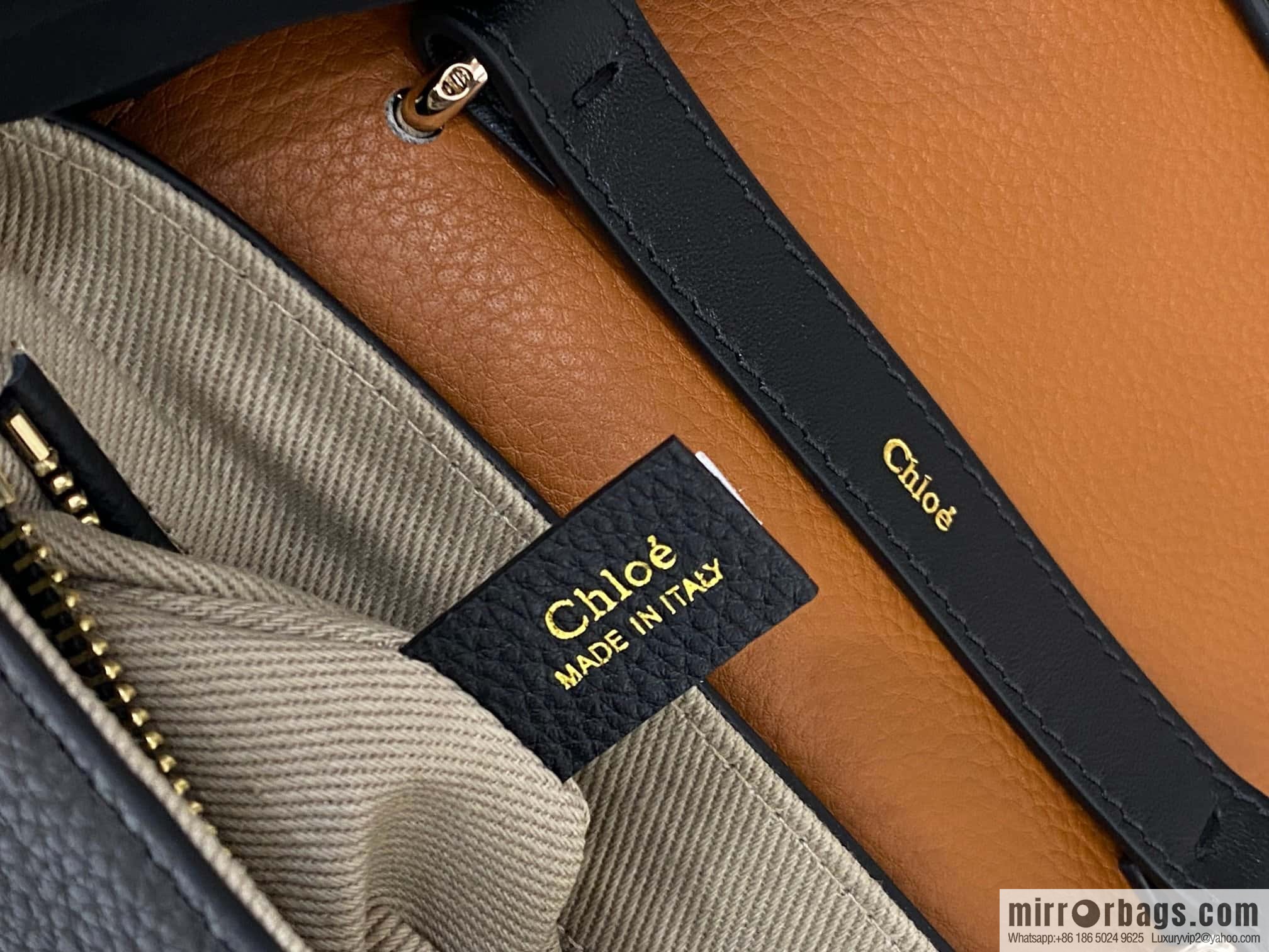Chloe Penelope Gold Coin Bag, Medium Dropped Leather Black 25CM
