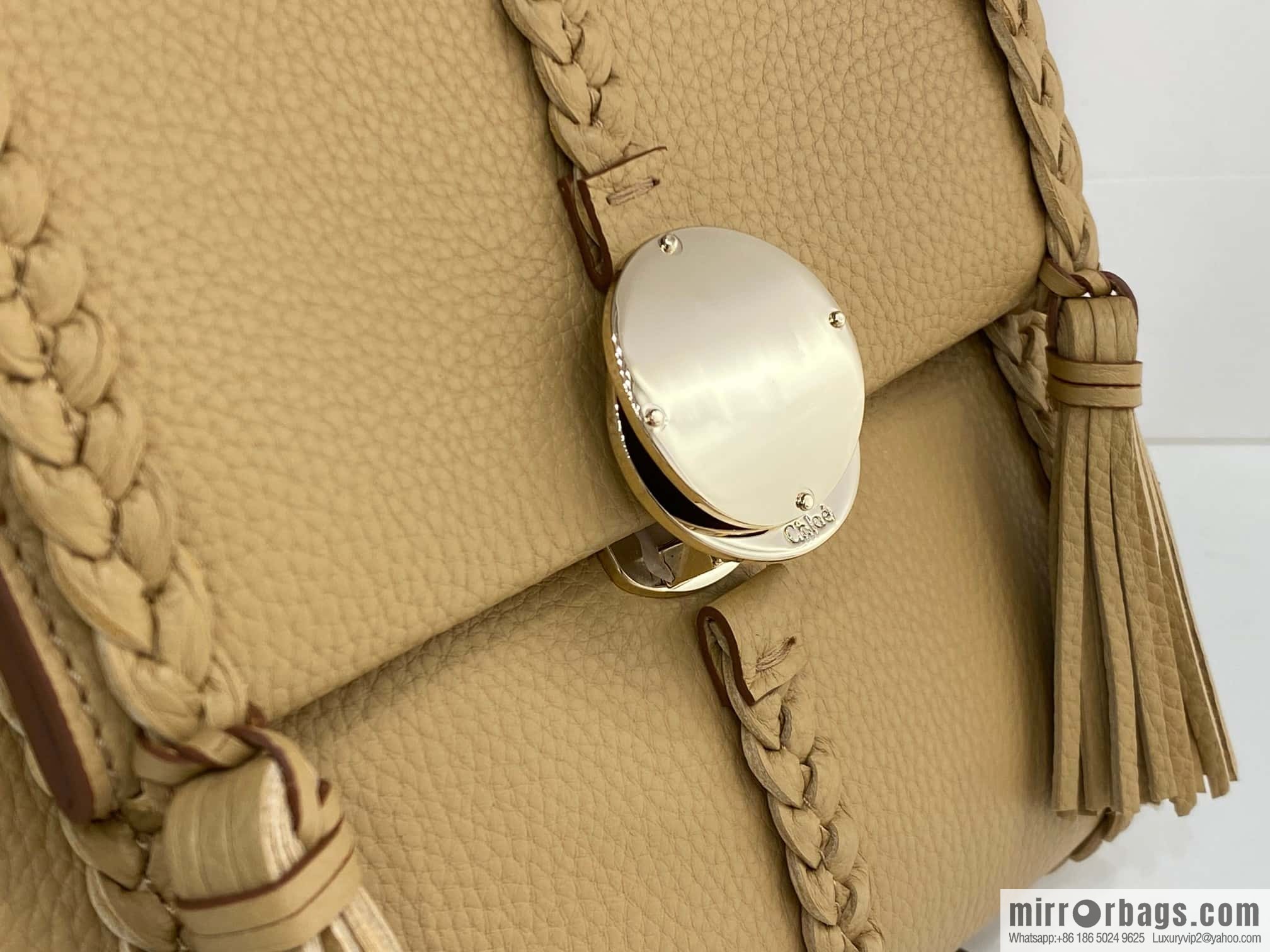 Chloe Penelope Gold Coin Bag, Medium Dropped Leather, Apricot 25CM