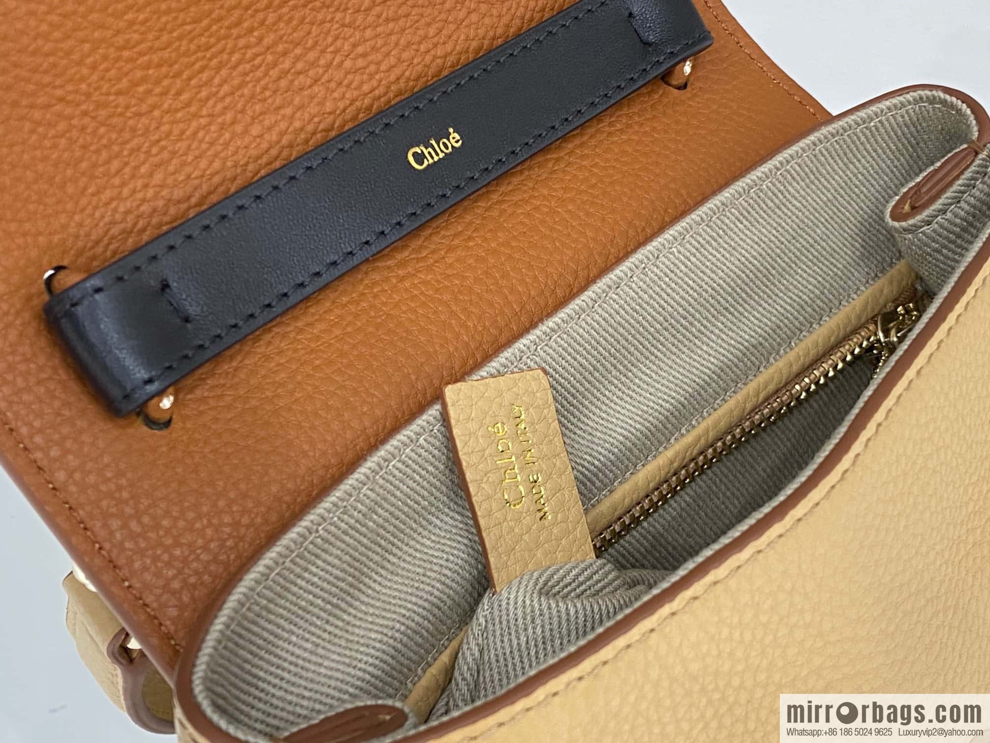 Chloe Penelope Gold Coin Bag, Medium Dropped Leather, Apricot 25CM