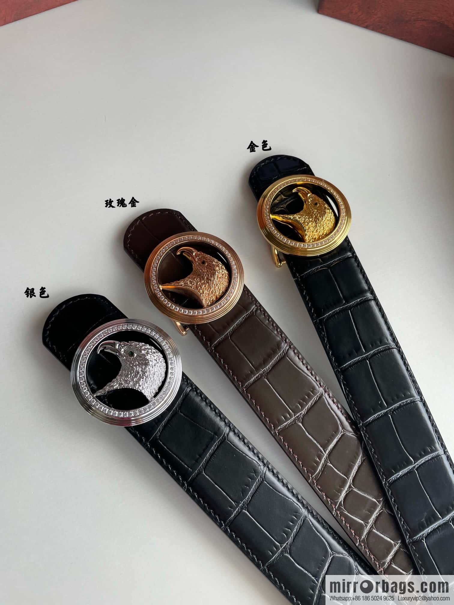 Stefano Ricci (Stefano Rau Neech) Stainless steel eagle head inlaid buckle men's belt width 3.8cm