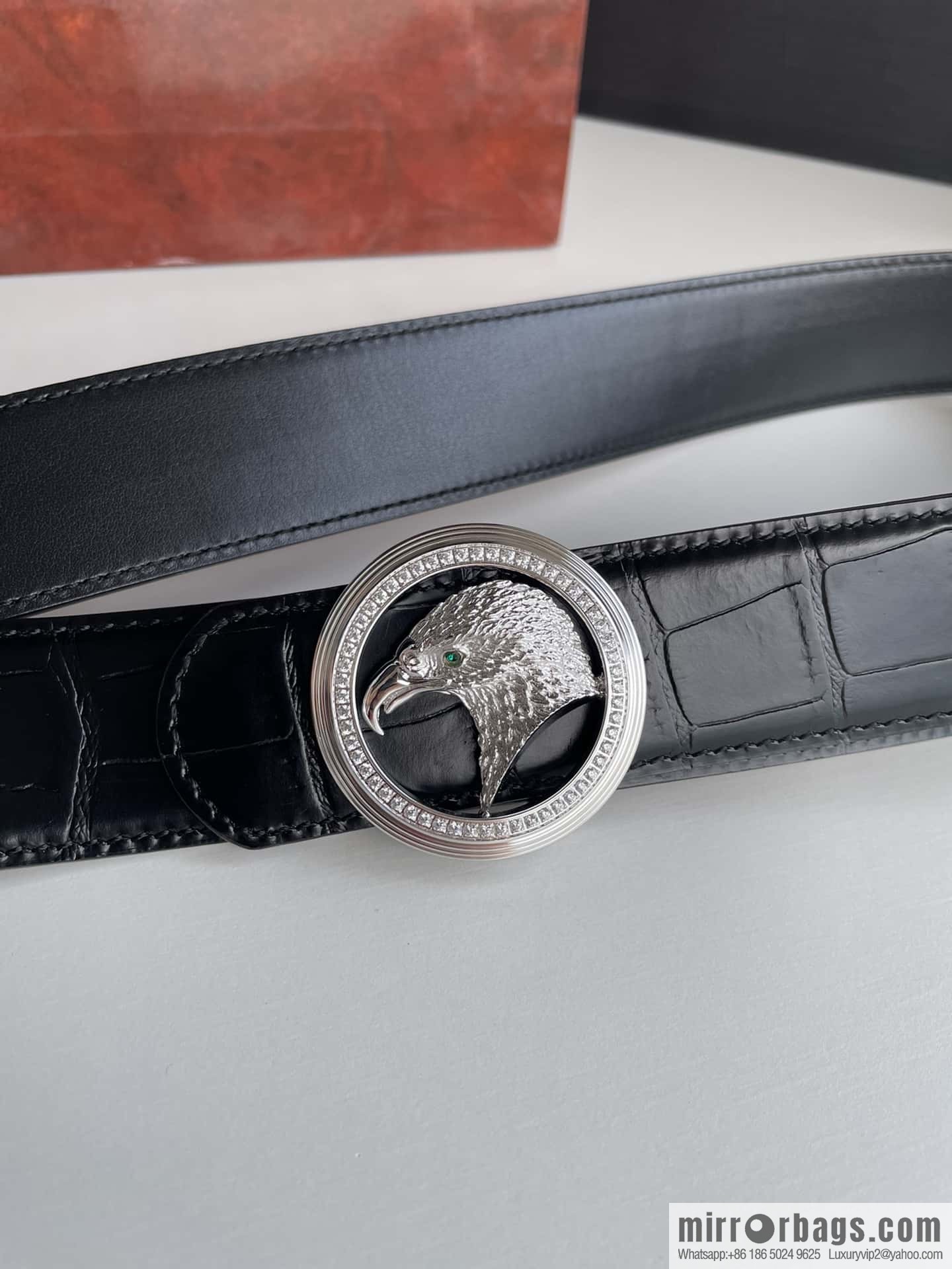 Stefano Ricci (Stefano Rau Neech) Stainless steel eagle head inlaid buckle men's belt width 3.8cm