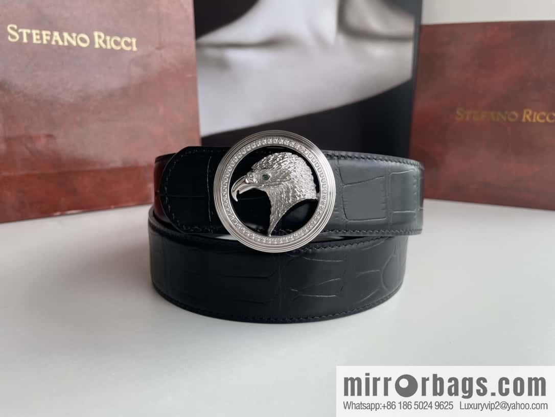 Stefano Ricci (Stefano Rau Neech) Stainless steel eagle head inlaid buckle men's belt width 3.8cm