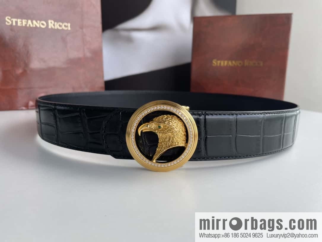 Stefano Ricci (Stefano Rau Neech) Stainless steel eagle head inlaid buckle men's belt width 3.8cm