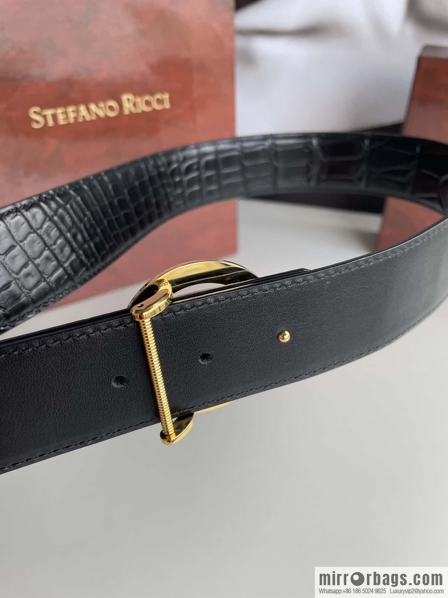 Stefano Ricci (Stefano Rau Neech) Stainless steel eagle head inlaid buckle men's belt width 3.8cm